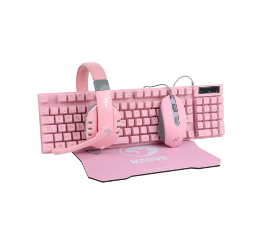 Kit Gamer 4 en 1 – CM370PK Pink Edition | Teclado + Mouse + Audífonos + Mousepad
