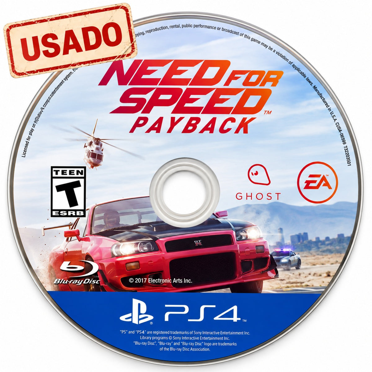 Need for Speed Payback PS4 usado, disco sin carátula