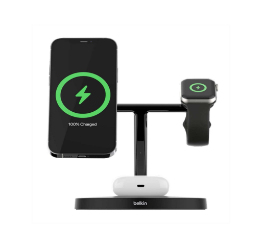 Belkin BoostCharge Pro – Cargador Inalámbrico 3 en 1 con MagSafe 15W | Negro
