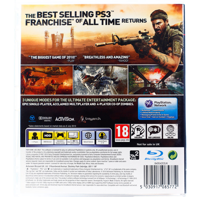 Call of Duty Black Ops para PlayStation 3 - contraportada
