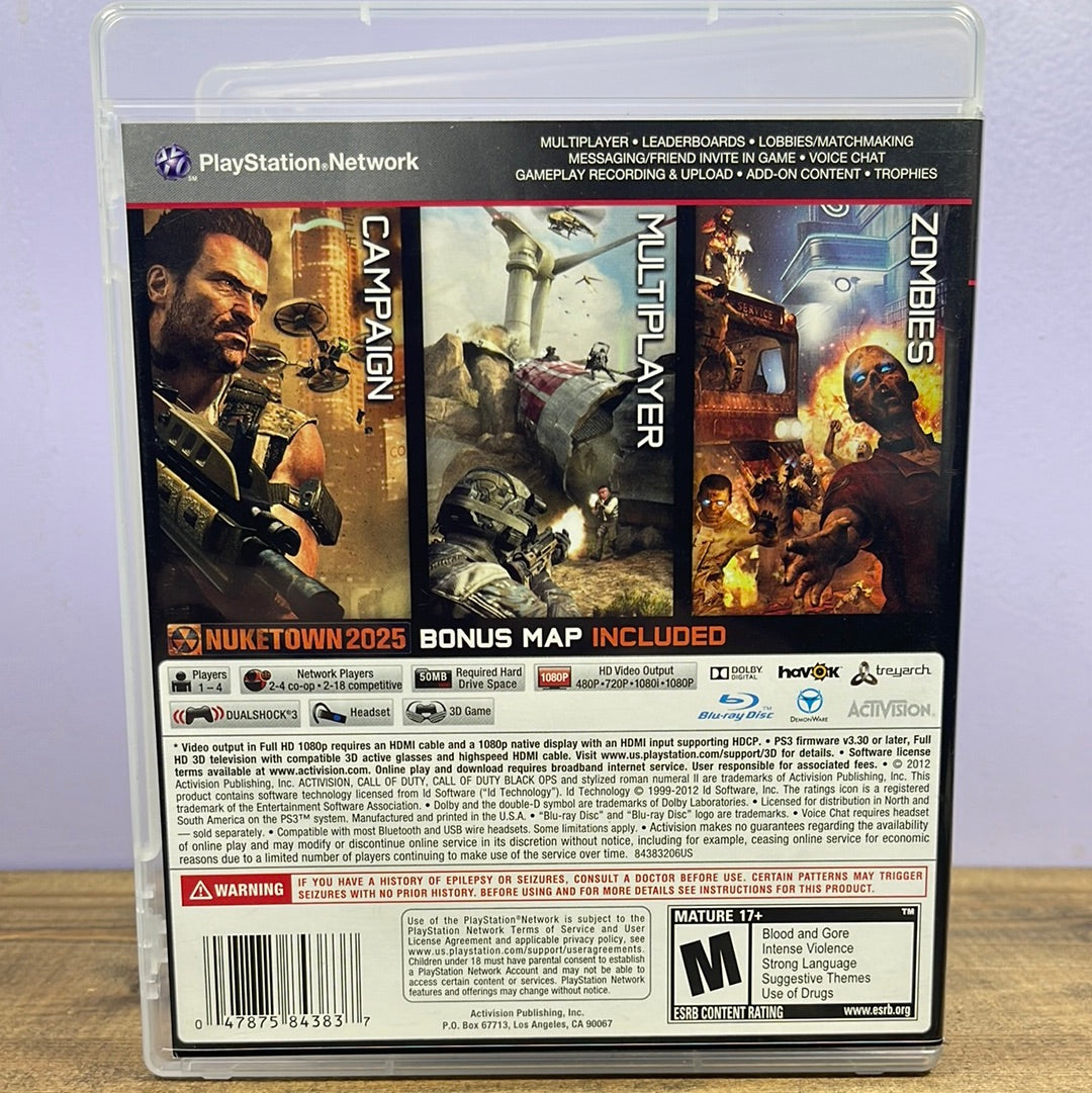 Call of Duty Black Ops II para PlayStation 3 - contraportada