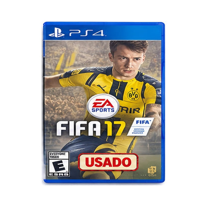 FIFA 17 PS4 usado estuche completo centrado proporciones originales fondo blanco