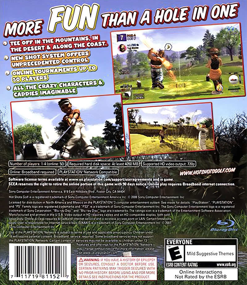 Hot Shots Golf Out of Bounds para PlayStation 3 - contraportada