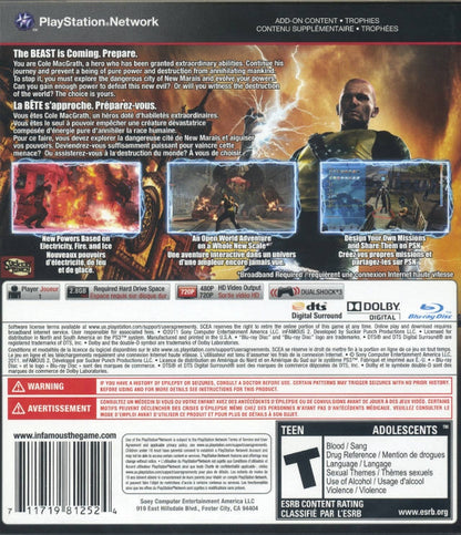 inFamous 2 para PlayStation 3 - contraportada