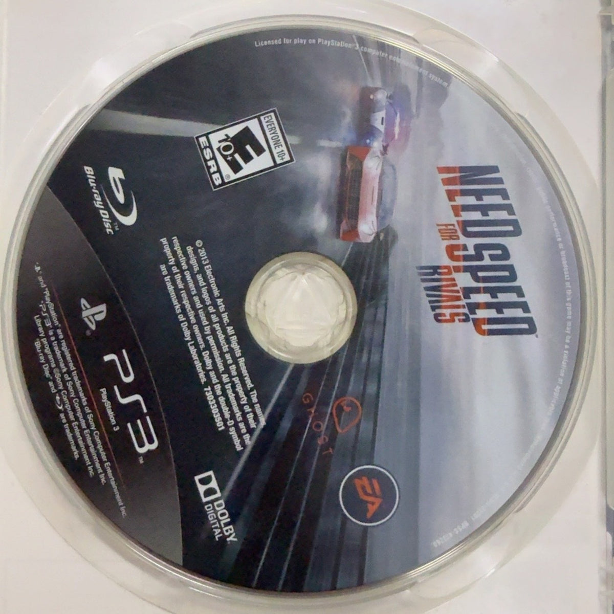 Fotografía real del disco de Need for Speed Rivals para PlayStation 3 usado