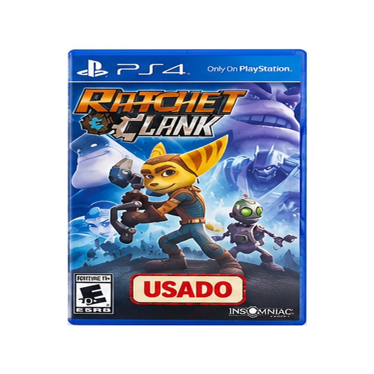 Ratchet & Clank PlayStation 4 usado carátula frontal centrada sobre fondo blanco