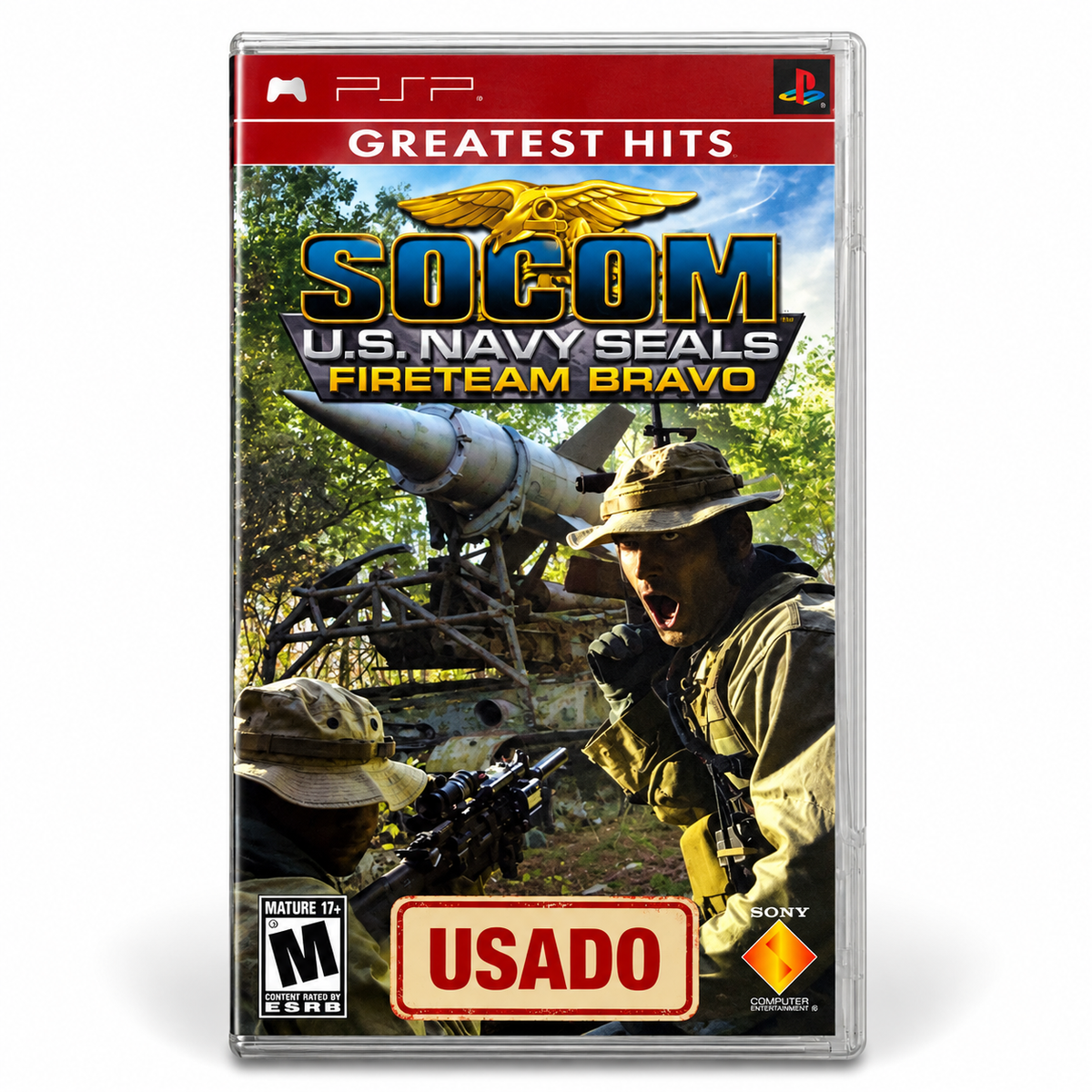 SOCOM U.S. Navy SEALs Fireteam Bravo Greatest Hits PSP usado portada con etiqueta USADO