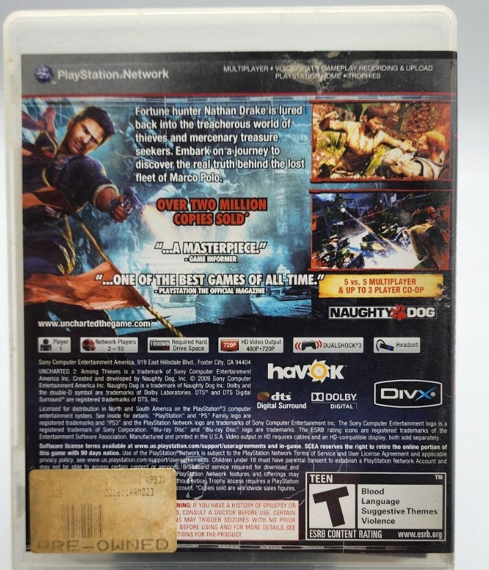 Uncharted 2 Among Thieves Game of the Year Edition para PlayStation 3 - contraportada