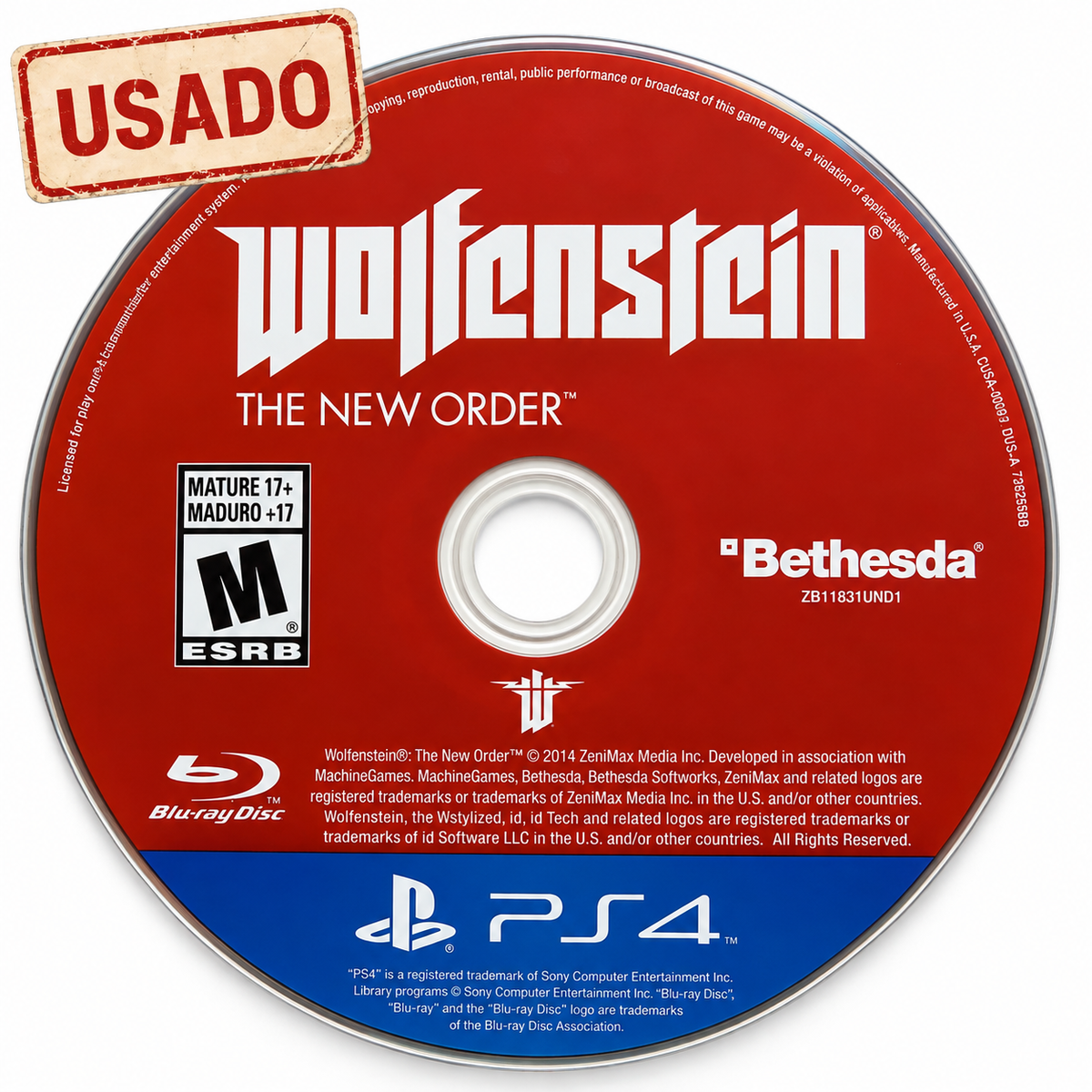 Wolfenstein The New Order PS4 usado solo disco sin carátula
